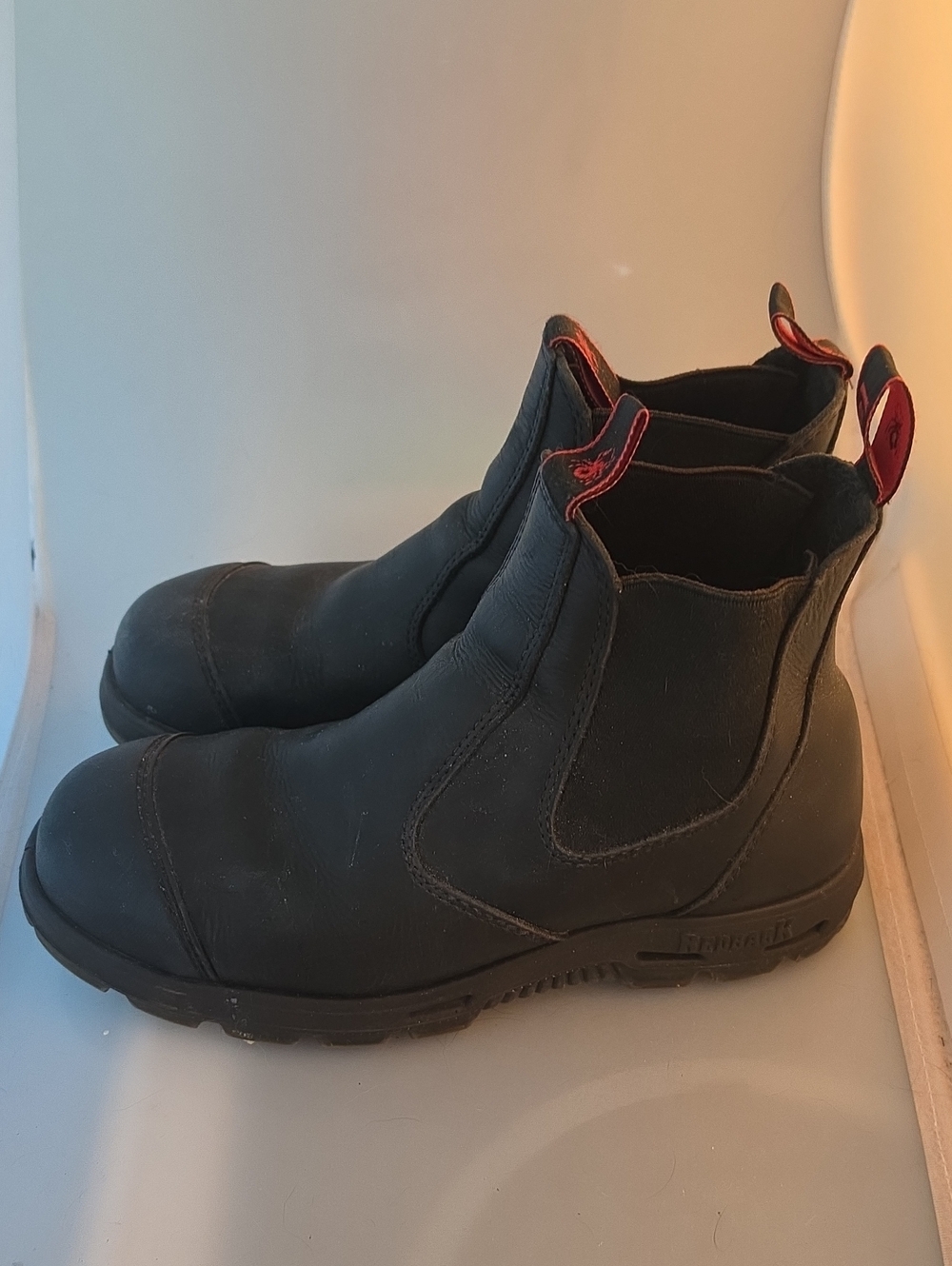 Redback Men's Steel Toe Black Slip-On Work Chelsea Boots